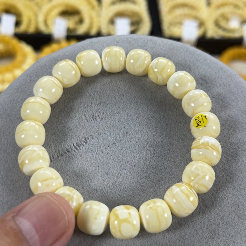 【闪购商品】蜜蜡手串未镶嵌纯天然俄料瓷白金纹虎皮