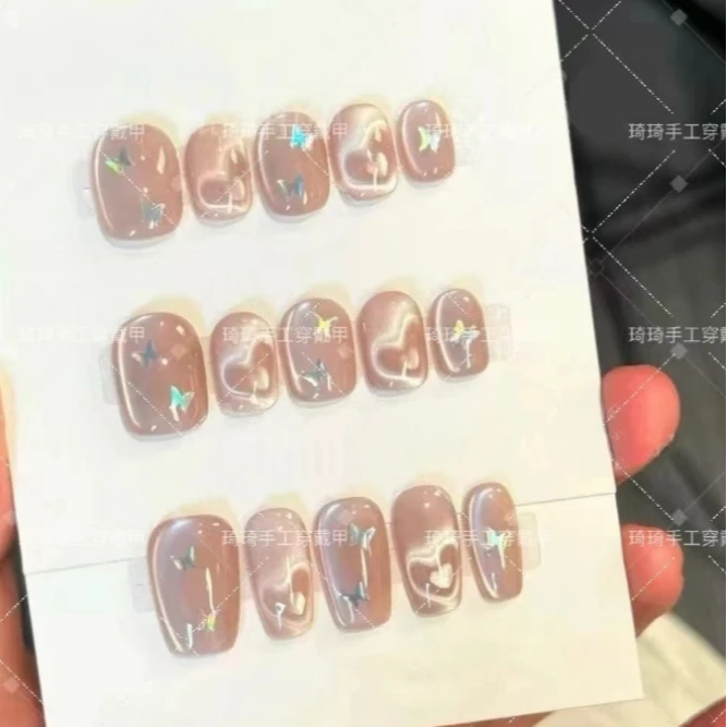 【爱心光波】纯手工穿戴甲气质款光疗美甲