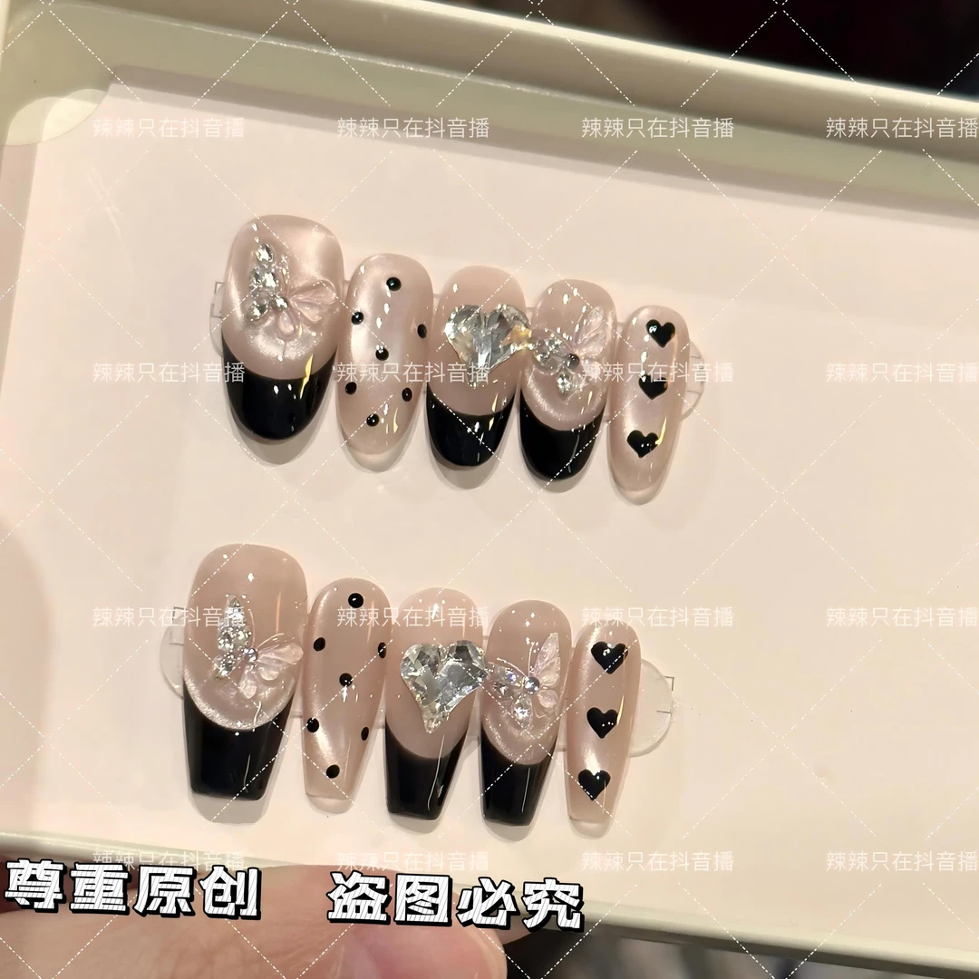 【浅予深深】纯手工穿戴甲指尖显白指甲贴光疗美甲