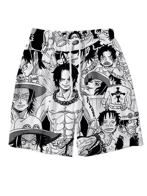 【韩匠】卡通海贼王短裤男夏季宽松居家五分情侣海边度假沙滩裤
