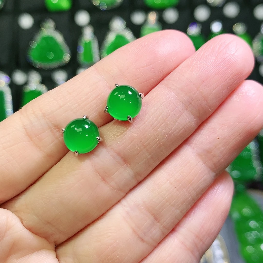 玛瑙/玉髓耳钉银S925镶嵌