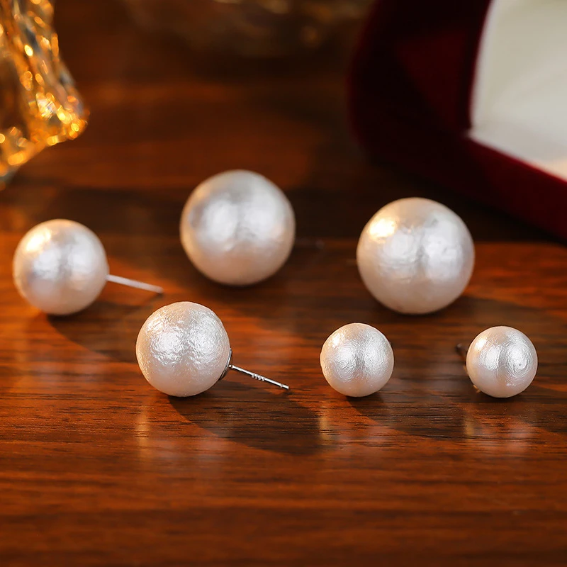 925银银制品 S925纯银棉花耳钉女轻奢高级感小众耳环2024年