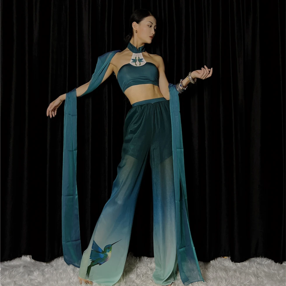 清WYZ盖盖【青鸟衣服裤子】舞蹈服敦煌风服装表演服民族舞中国风