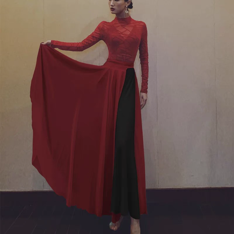 WYZ盖盖《卜挂同款》舞蹈服中国风演出服红色古风表演服长款民族风