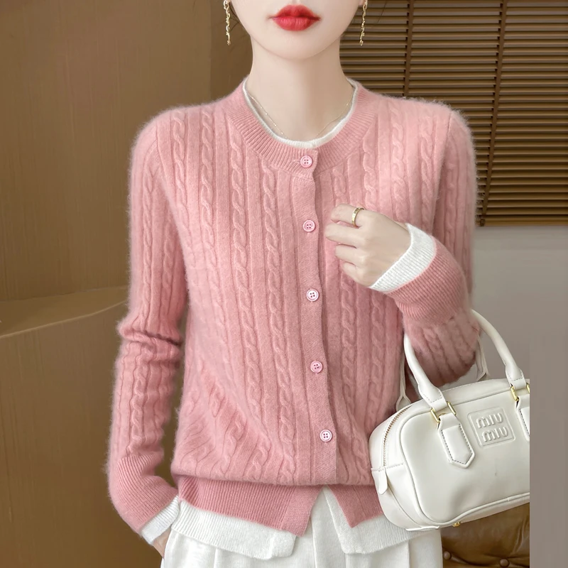 【专柜品质，线下同款】鄂尔多斯市100%纯羊毛衫女假两件开衫软糯A33