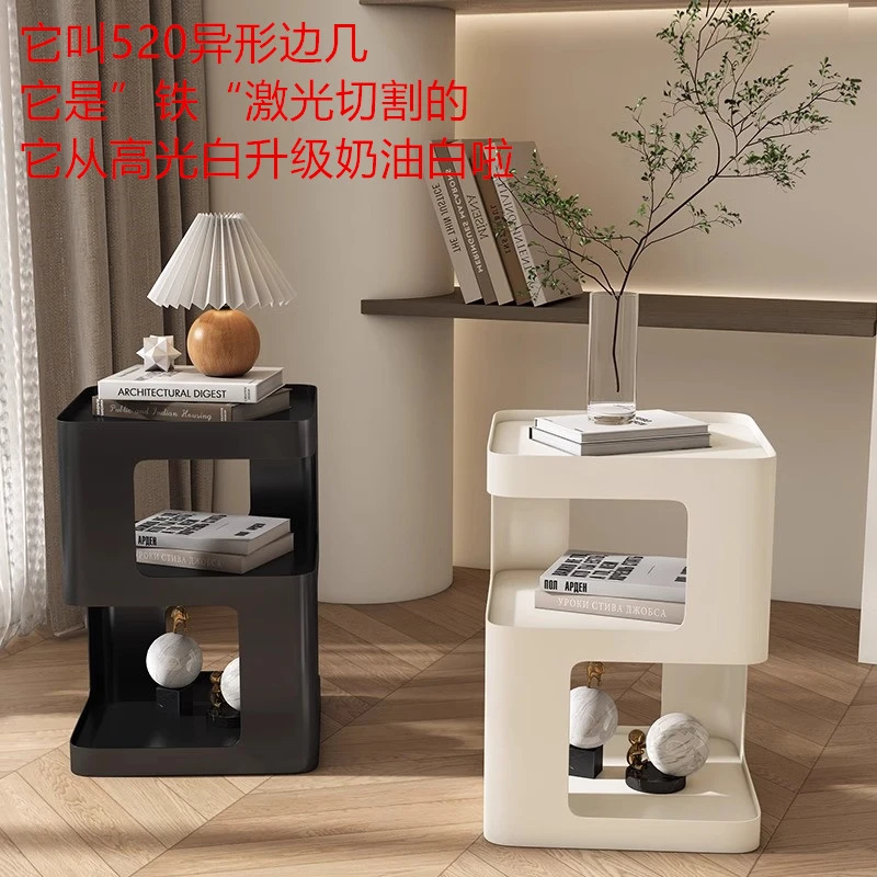 奶油风卧室床头柜简约现代小型柜子网红侘寂风创意设计师轻奢边几