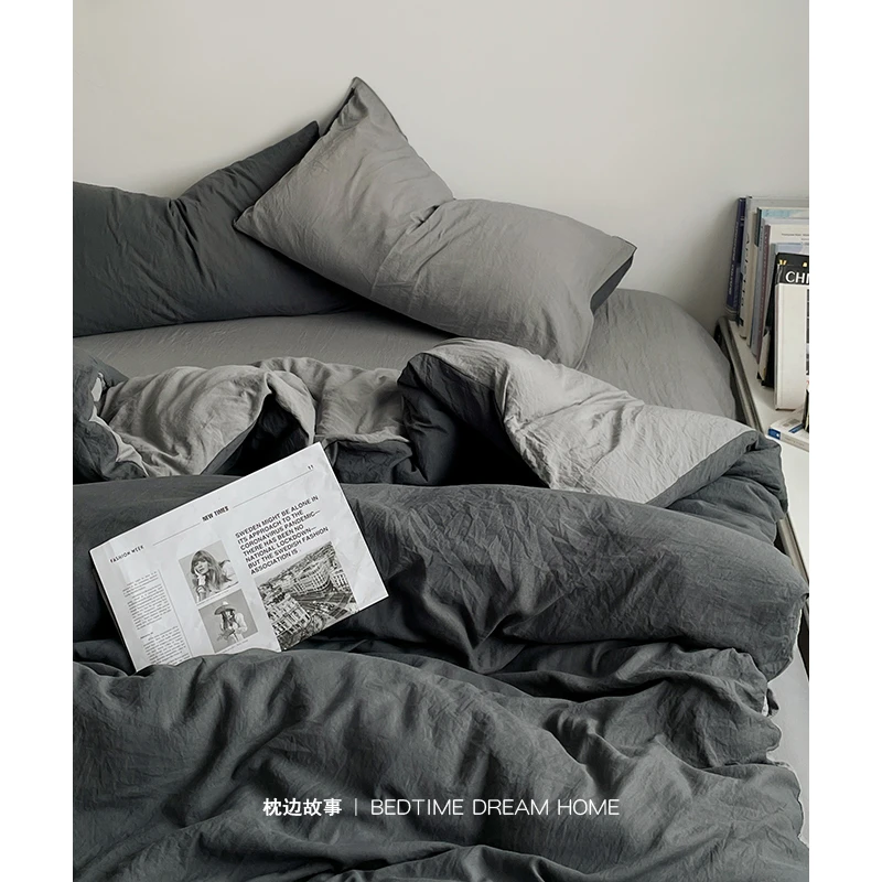 【简约】纯色床上四件套1.8床被套床笠床单人学生宿舍三件套1.5