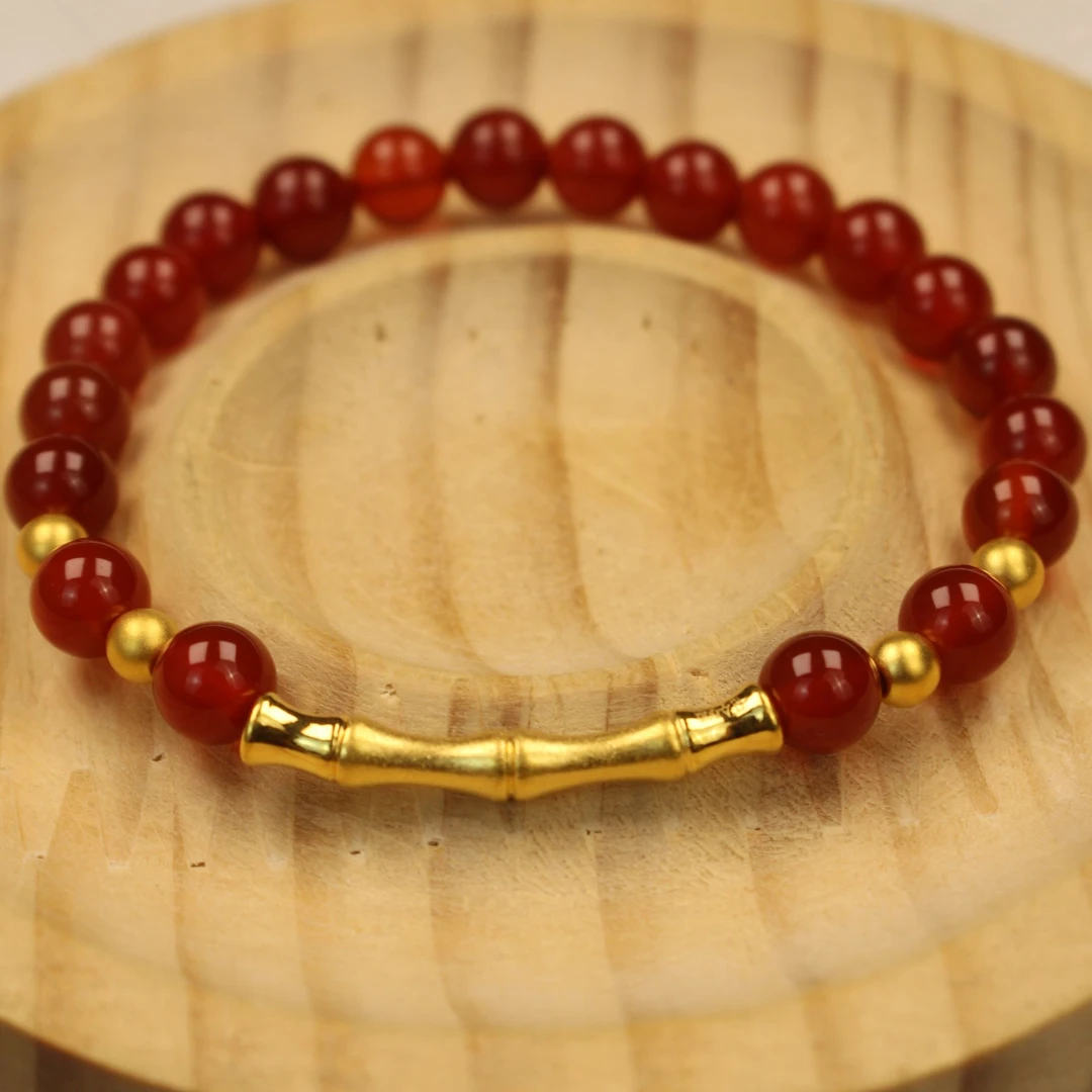 足金竹节+卡4金珠*4经典改款时尚百搭足金配件