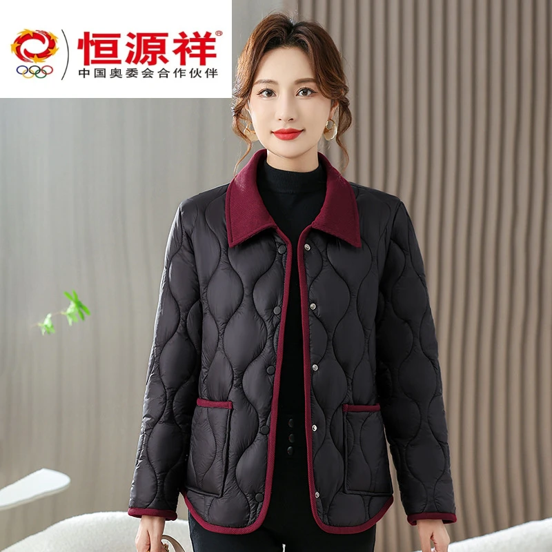 恒源祥彩羊中老年女装棉服时尚休闲百搭气质秋冬款秋冬季新款老年