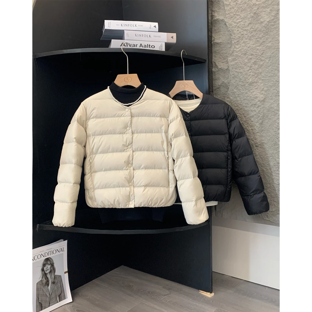 小个子圆圆Y70520圆领肯豆95白鸭绒轻薄短款羽绒服气质百搭外套女