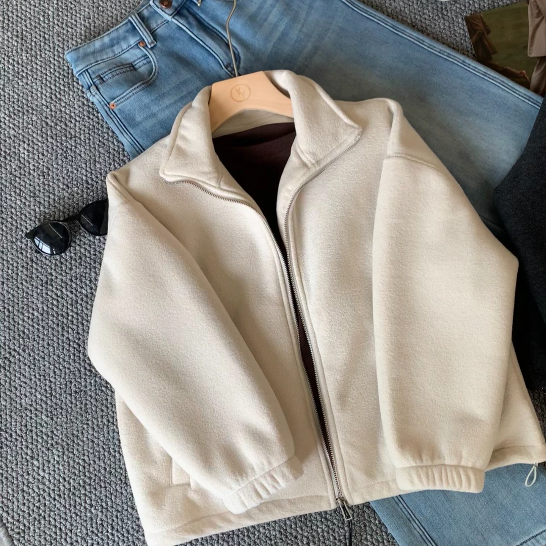 小个子圆圆AG001奥粒绒立领短款保暖外套冬季新款休闲加厚上衣女