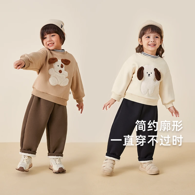 杰里贝比女童冬季裤子小童加绒休闲裤宝宝卫裤儿童冬 JKN44607