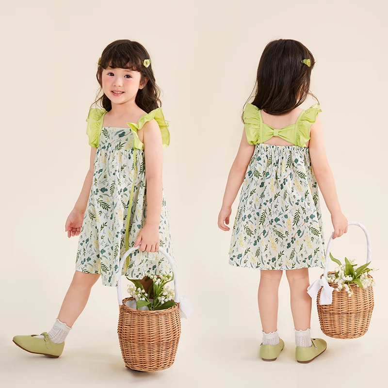 杰里贝比女背心裙夏装儿童新款清新碎花裙女童连衣裙夏 JQG32819