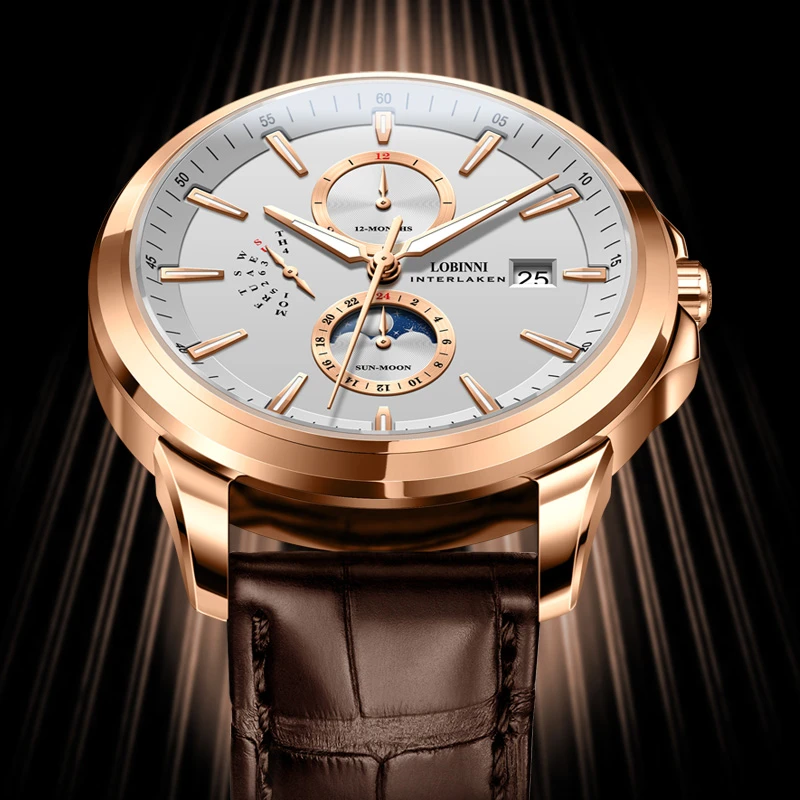 【特惠活动】罗宾尼正品高档男士多功能时尚防水潮流机械手表18019