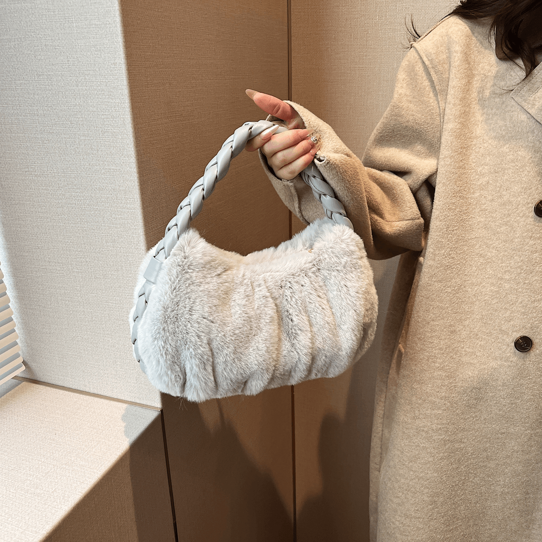小众设计云朵包毛毛手提包包女2024秋冬季新款百搭潮流感毛绒手拎