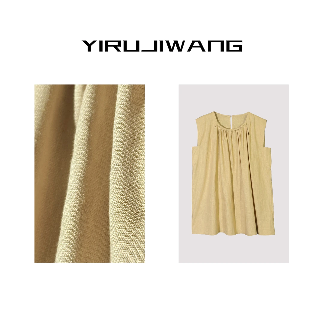 YIRUJIWNAG【春染】无袖抽褶上衣B2N1015D
