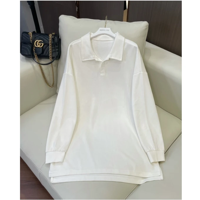 【鑫蕾】秋冬宽松polo领打底衫女长袖加厚内搭上衣28512