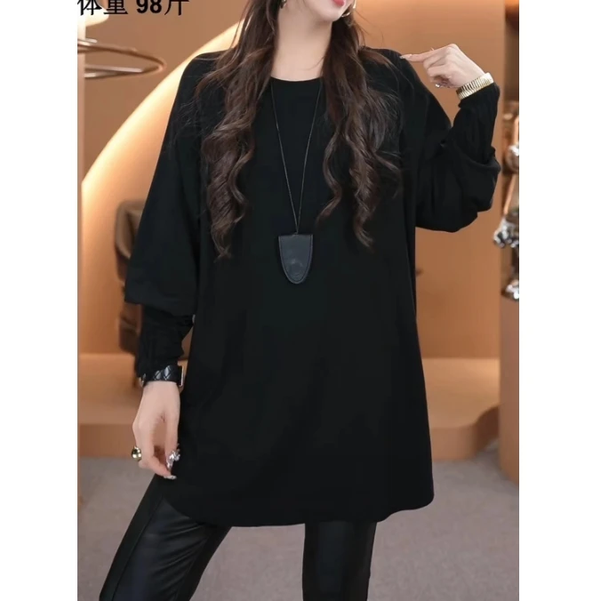 【鑫蕾】秋季新款纯色大板型宽松打底休闲简约T恤28280