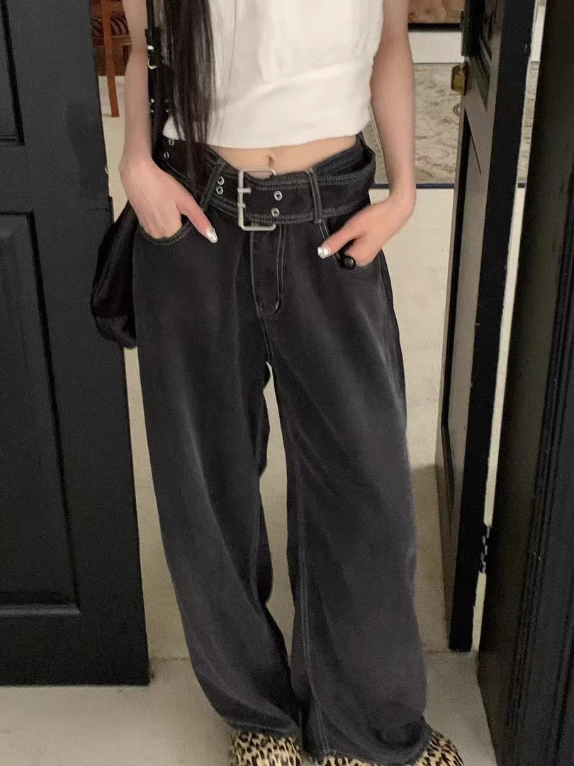 8966千炫轻奢女装韩版弹力气质高腰显瘦垂感阔腿裤