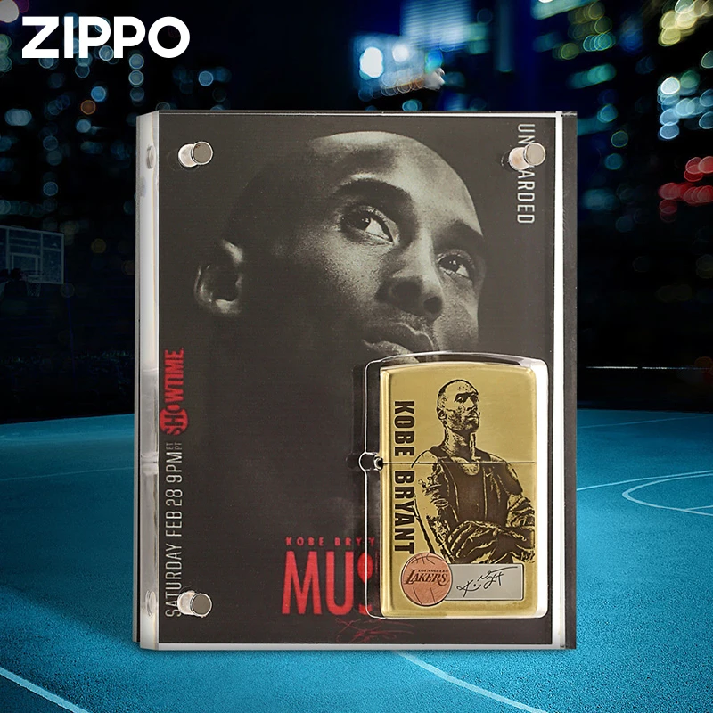 Zippo打火机科比铜机带亚克力水晶盒-限量双面防风送礼收藏篮球