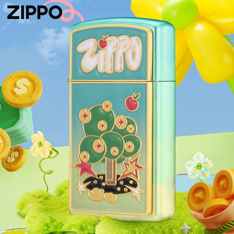 Zippo打火机摇钱树纤巧渐变绿色男士防风礼盒装送礼个性礼物DYJ1