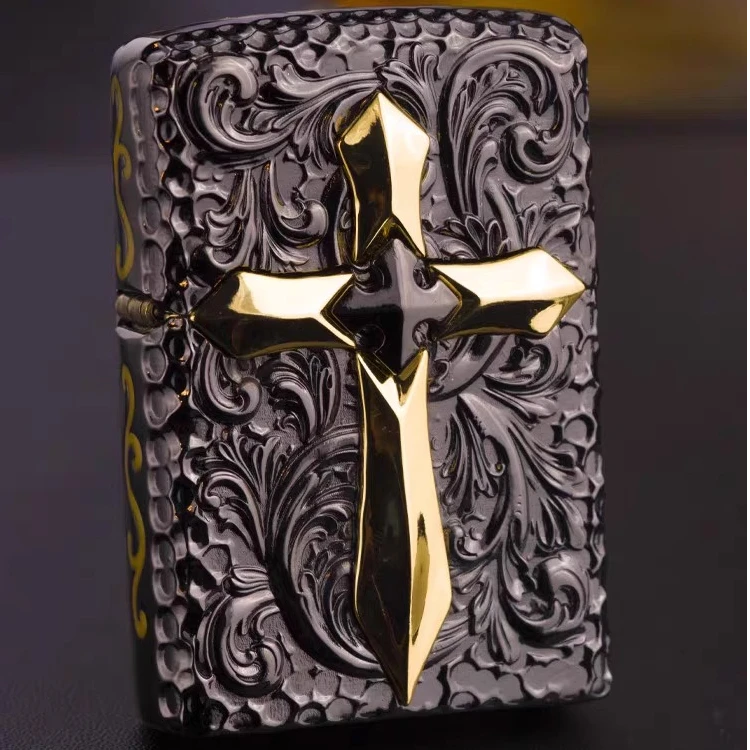 ZIPPO防风火机唐草勋章-黑金色（礼盒装）黑色重甲机DY9802TJ