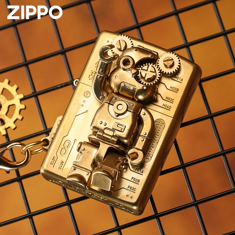 【礼盒装】Zippo机械暴力熊打火机重甲七夕送礼男士金色个性防风