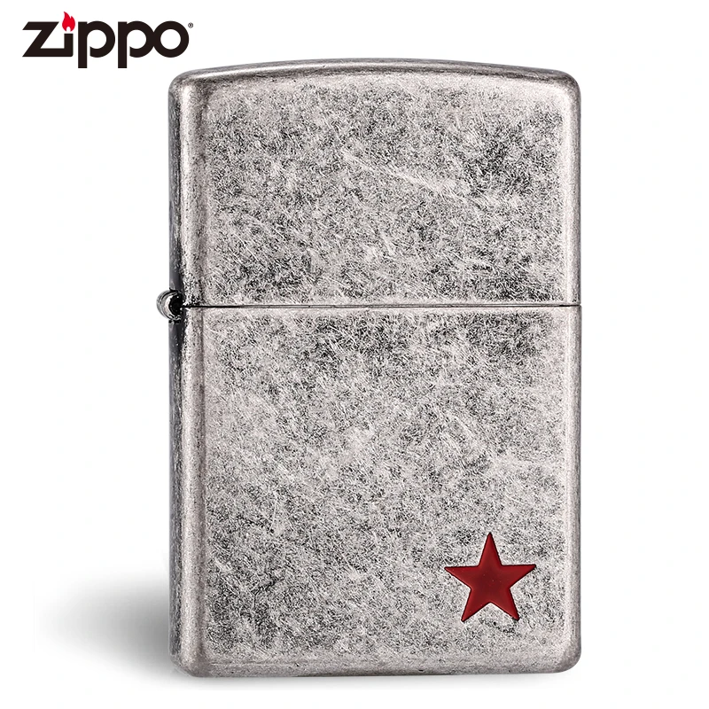 zippo打火机仿古银五角星121FB官方正品商标男士芝宝火机DYJ1