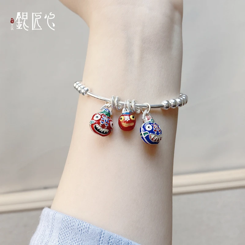 足银手链 【银匠心】足银999纯银吞金兽亲子一家三口百搭足银手链