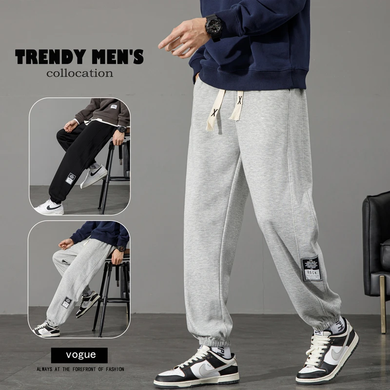 纯棉春秋季男士卫裤宽松日系工装裤帅气学生潮流百搭休闲长裤子