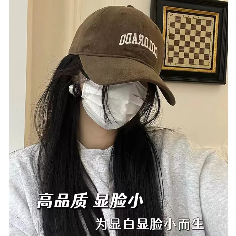 深顶大头围字母棒球帽女防晒白搭刺绣显脸小遮阳鸭舌帽男女新潮