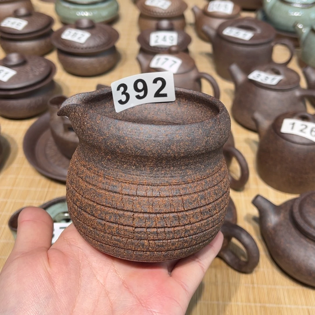 杯一**光粗瓷茶具素色侧把