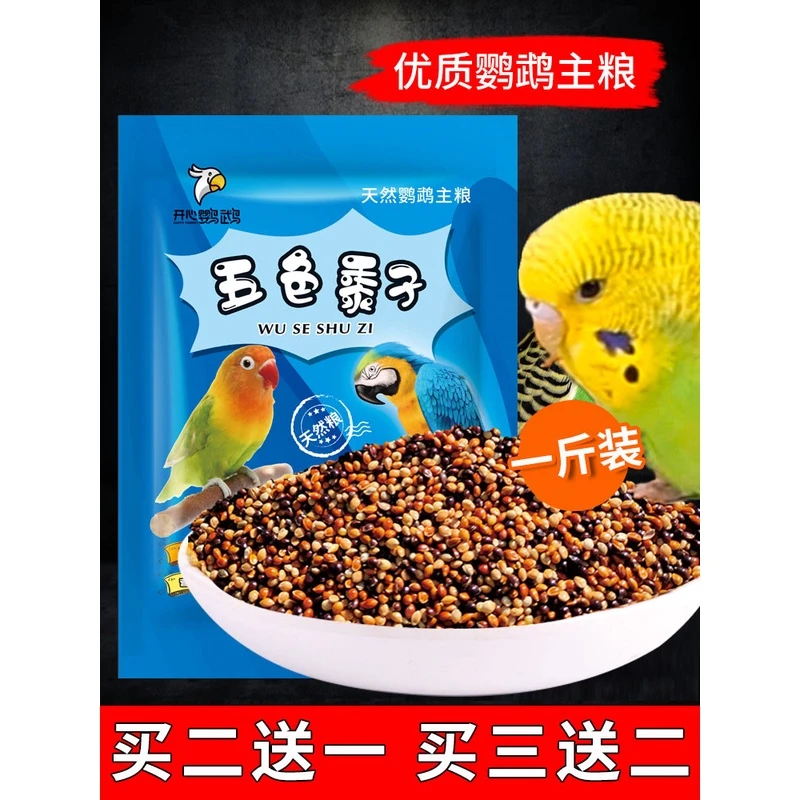 中小型鹦鹉粮牡丹玄凤横斑虎皮等鸟食鸟饲料五色混合黍子带壳黍子