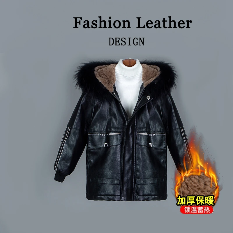 轻奢高端潮牌款简约时尚长款派克服外套匠工制作工艺时尚水洗皮衣
