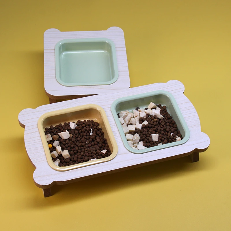 猫碗猫食盆宠物碗猫咪碗长方形护颈防打翻小型犬狗狗食盆固定架