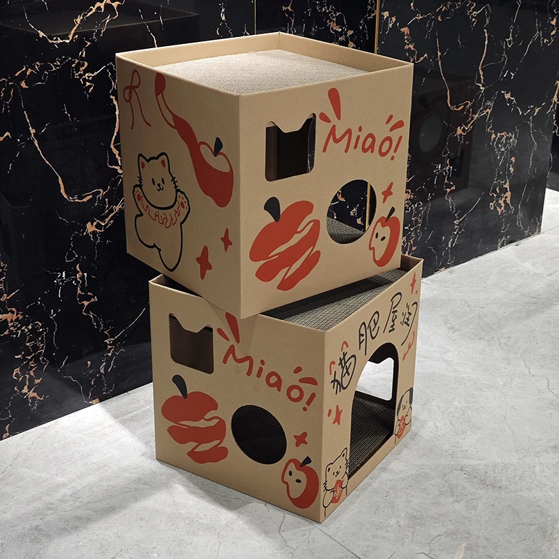 瓦楞猫窝窝睡窝一体多功能上下铺二层四季通用猫咪窝睡觉纸箱猫窝