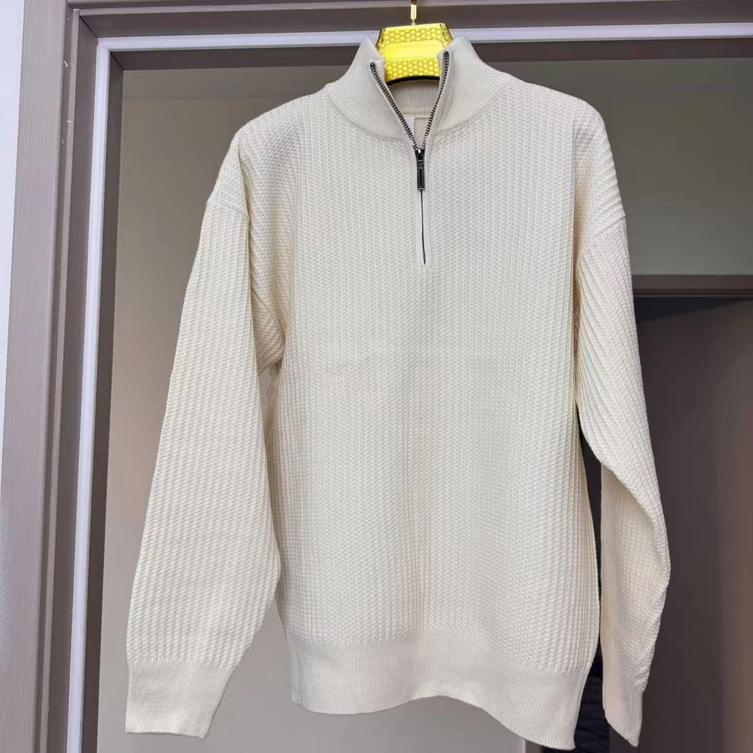 秋冬时尚新款男士毛衣百搭半高领半拉链长袖