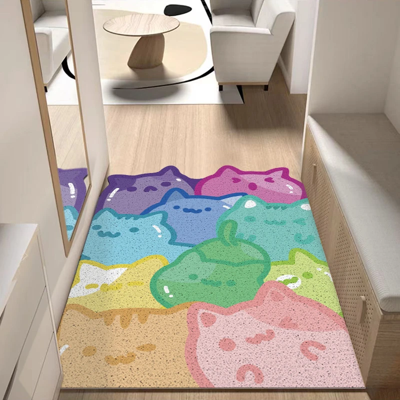 【圣瓦伦丁】果冻猫咪堆堆入户门进门防滑垫玄关地毯门垫除尘刮泥垫