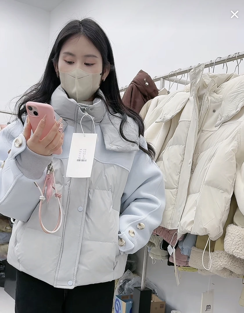 莎姐严选韩版时尚加厚保暖连帽棉服外套28131