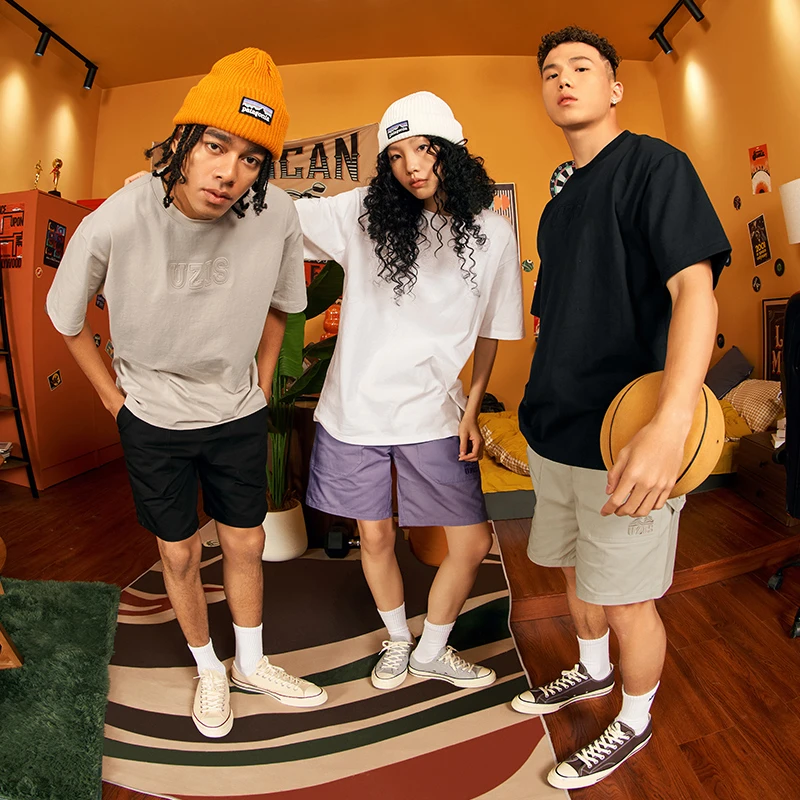 有志者UZIS光战纯棉运动T恤男夏季休闲宽松透气美式纯色圆领短袖