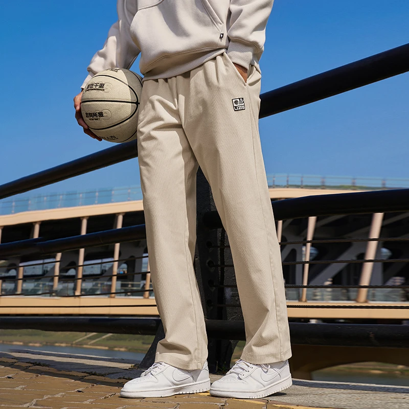 有志者UZIS逐风运动跑步长裤男款针织休闲宽松美式华夫格直筒卫裤