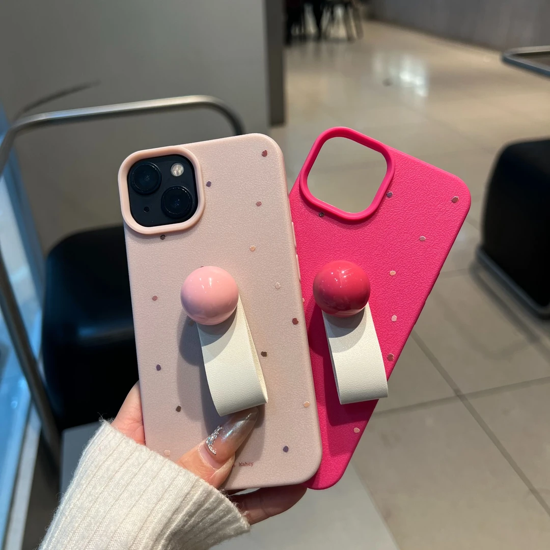 可爱波点适用于苹果16Promax手机即可简约15/14指环高级感保护壳