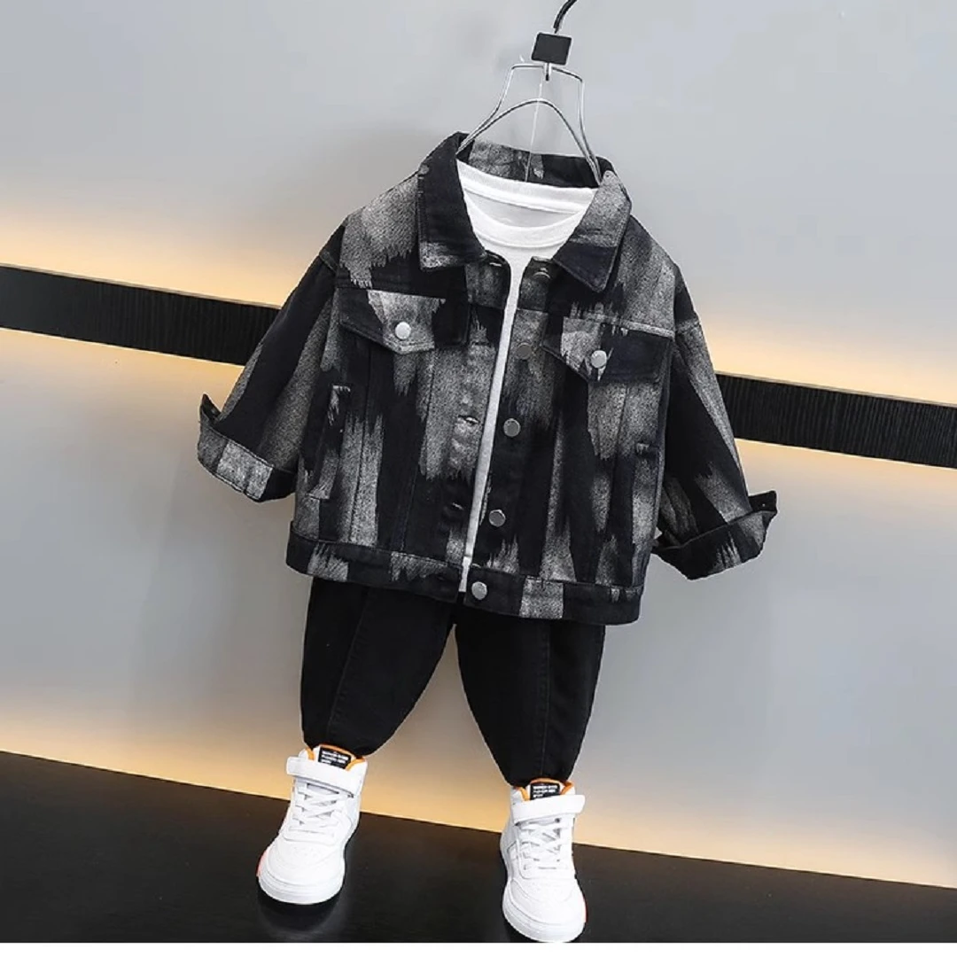 男童春装牛仔外套男童春秋款韩版上衣新款儿童衣服包包秋装上衣潮