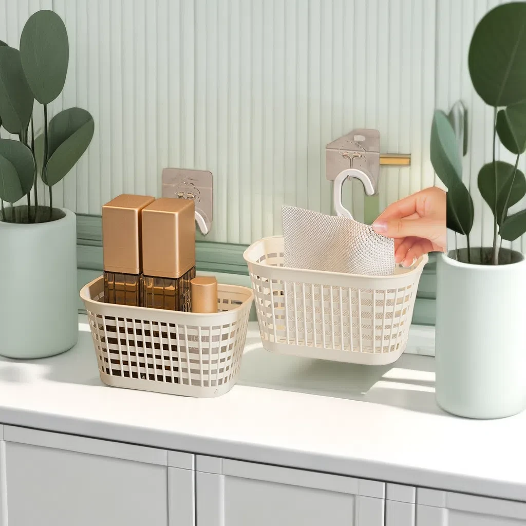 壁挂式单钩小篮子洗脸巾收纳篮浴室护肤品收纳卫生间收纳筐收纳篮