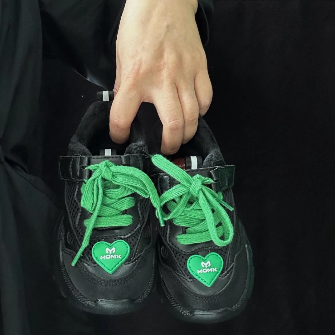 莫莫熙绿色爱心老爹鞋运动鞋男女同款