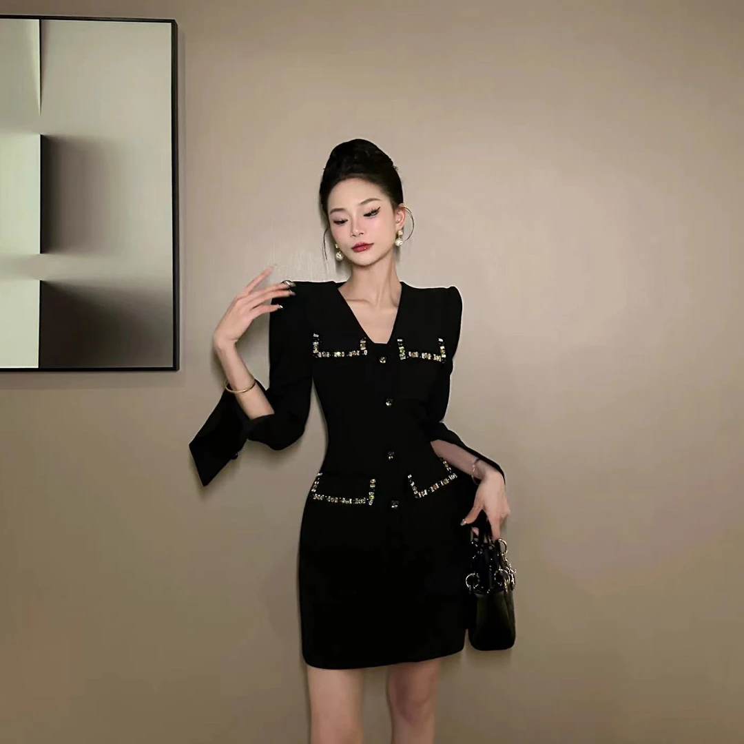 【花花原创】设计感时尚小香风A字连衣裙女神范气质轻奢收腰 9732