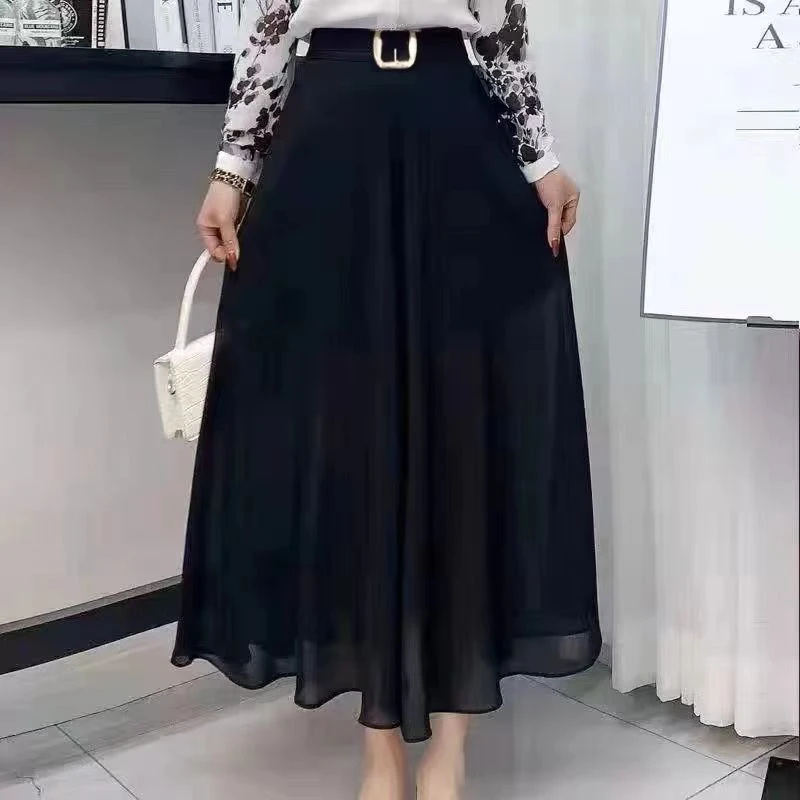2024夏季新款休闲阔腿裤裙宽松时尚显瘦百搭裙裤女【方扣新款】
