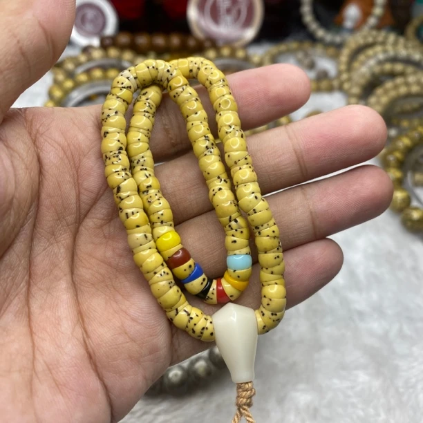 6石玉料自然氧化润黄细星精品大肠海南星月菩提送雪巴琉璃配饰