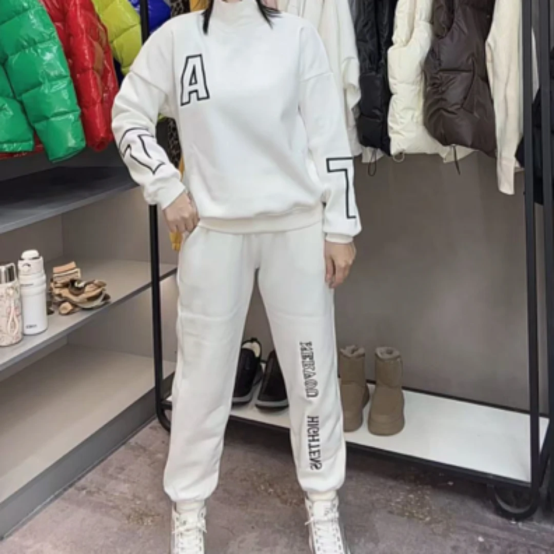 879休闲百搭大A加绒套装