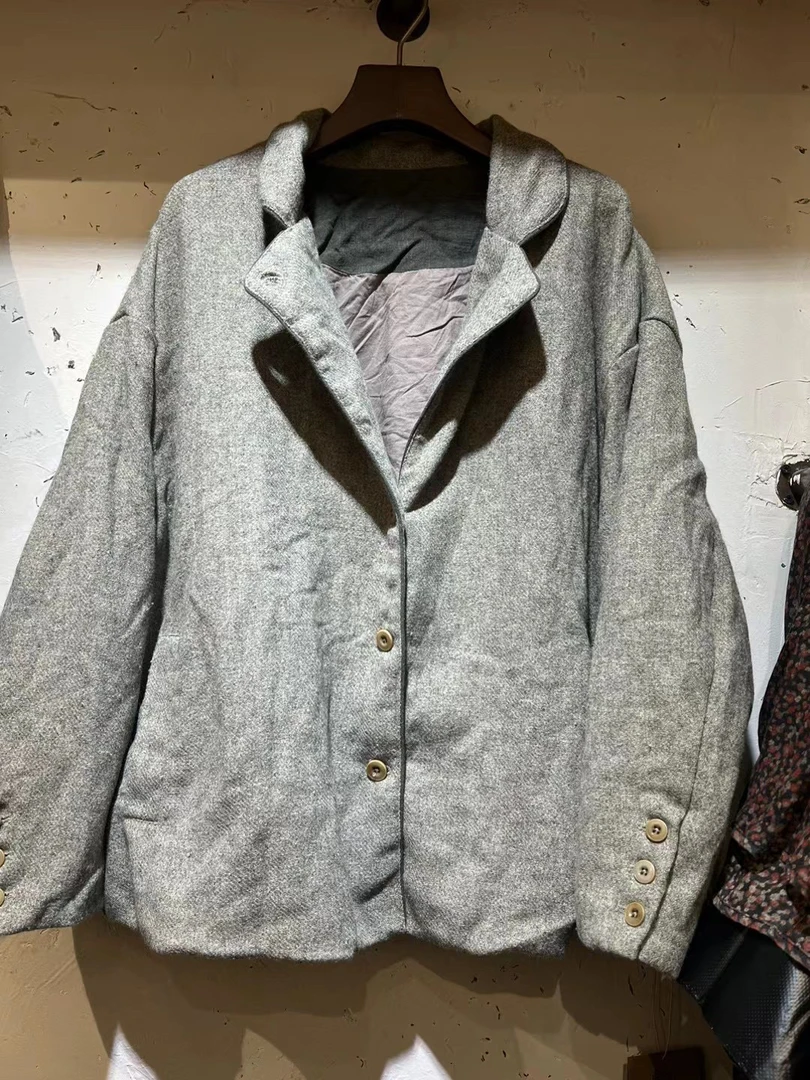 原创文艺轻盈舒适羊毛呢双层短外套（衣长68胸围140）